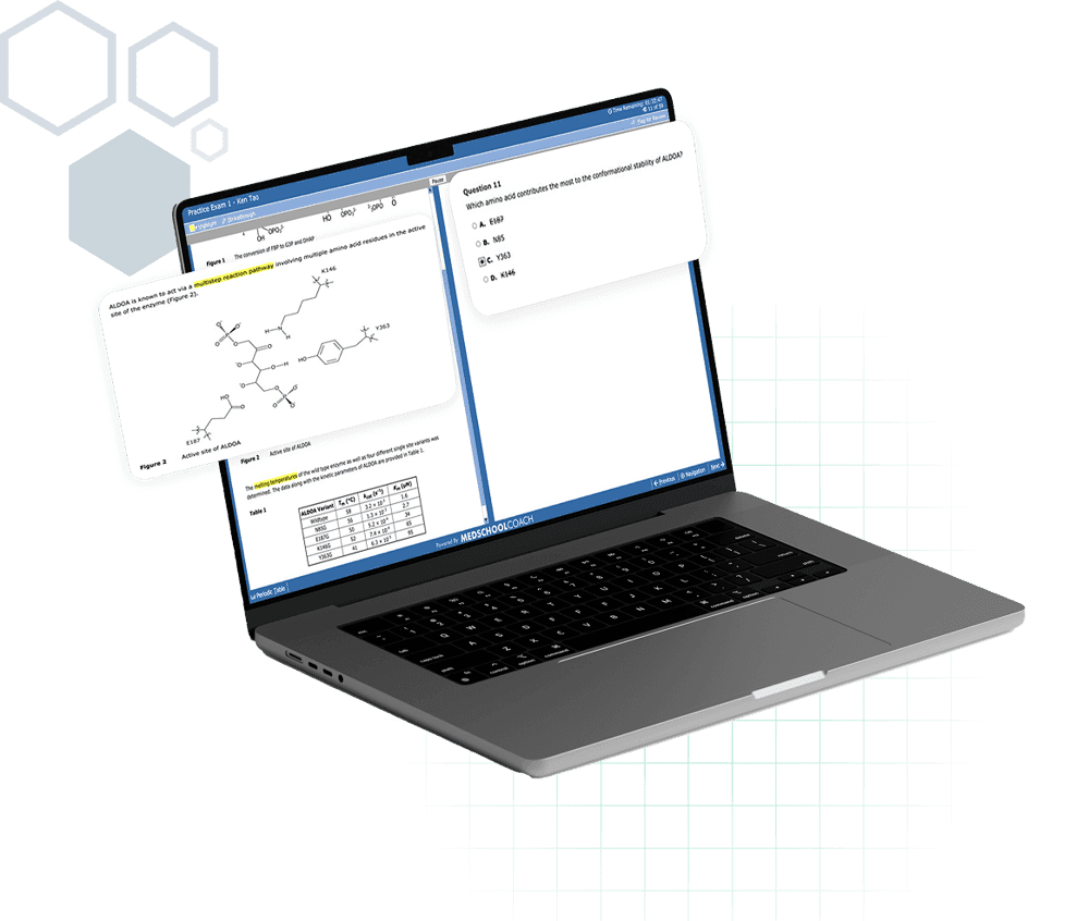 Device showing a detailed MCAT practice exam question explanation